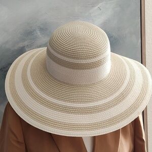 New J.Crew Striped Straw Hat